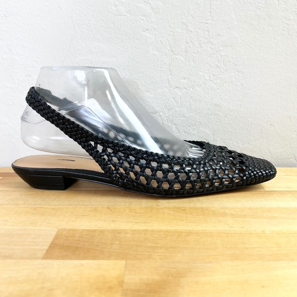 Madewell Shoes - Madewell Ophelia Slingback Black Woven Square Toe Kitten Heel Size 7.5